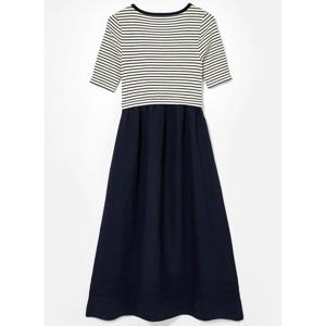 Mint Velvet Navy Striped Woven Mix Midi Dress